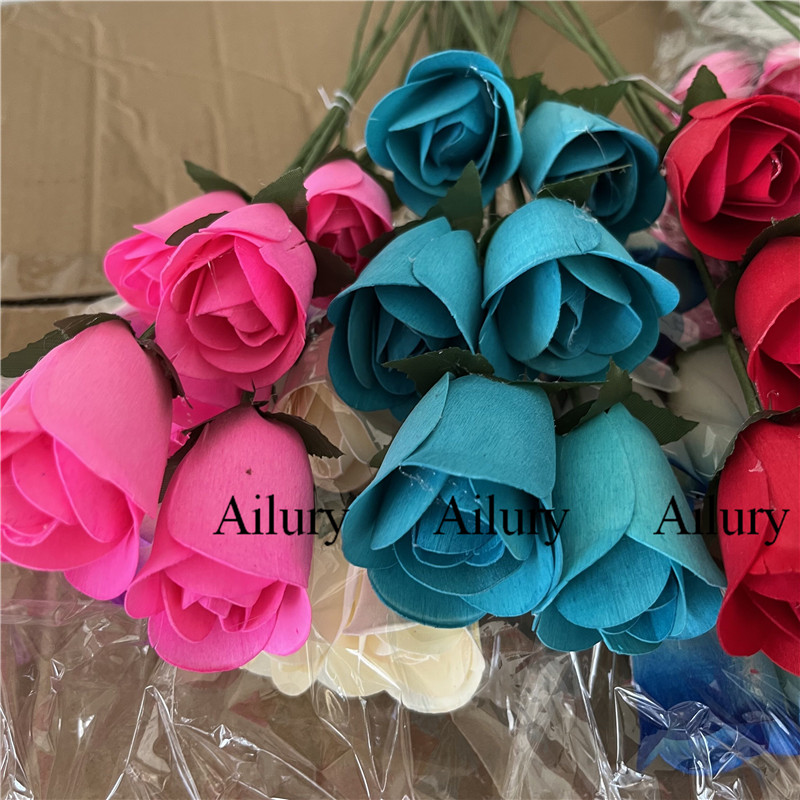 The Florist Supply Shop - 家のためのエレガントな花の木製のバラのスパイク,さまざまな色のスパイク,小さな贈り物,パーティー用品,3.5cm,96個