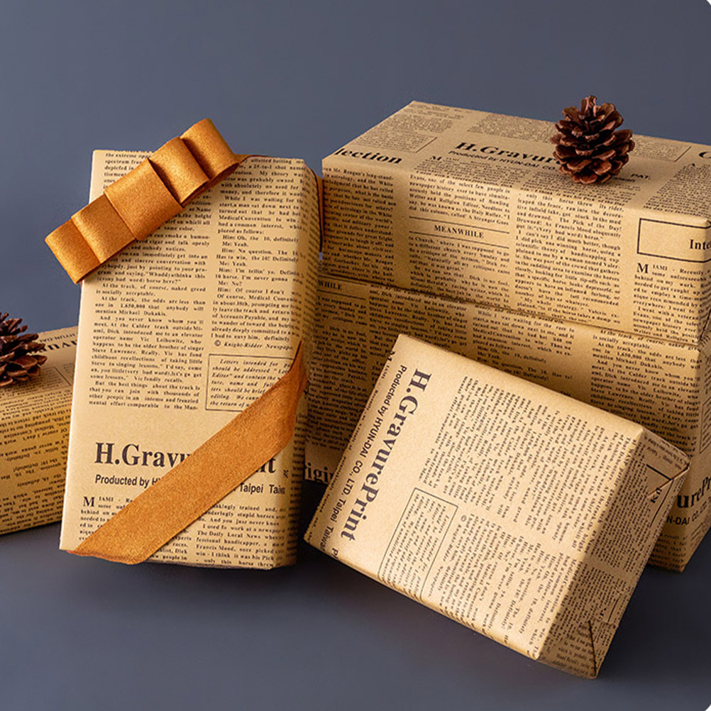 Flower Wrap Kraft - 20枚入りオールド新聞風クラフト包装紙 ヴィンテージ花柄ブーケラップ ギフトクラフトフラワーアレンジメント用品
