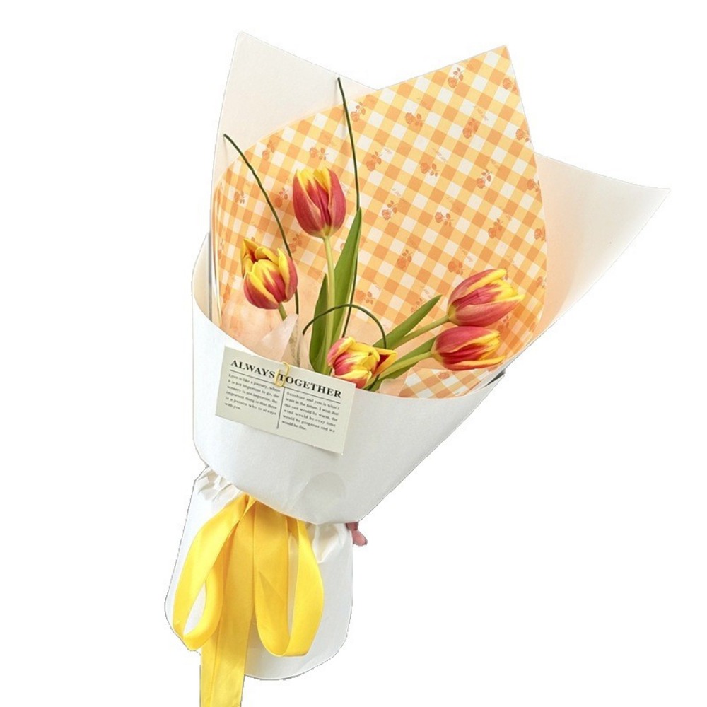 ローズグリッドプリント厚手の白クラフト花柄包装紙 DIY ギ - Flower Wrap Kraft のレビューと価格