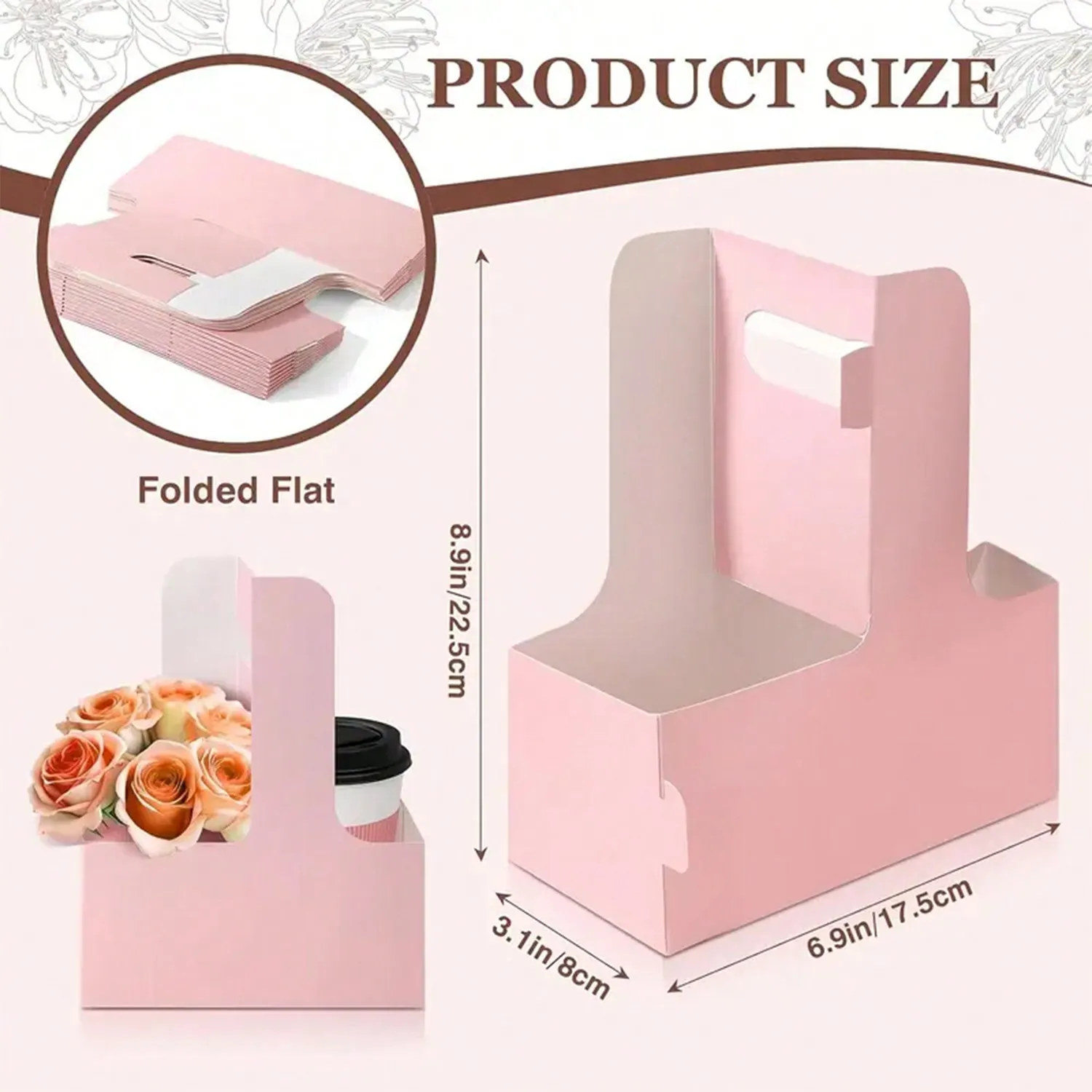 クラフト紙フラワーブーケギフトバッグ紙素材、ハンドルドリンク - Flower Wrap Kraft のレビューと価格
