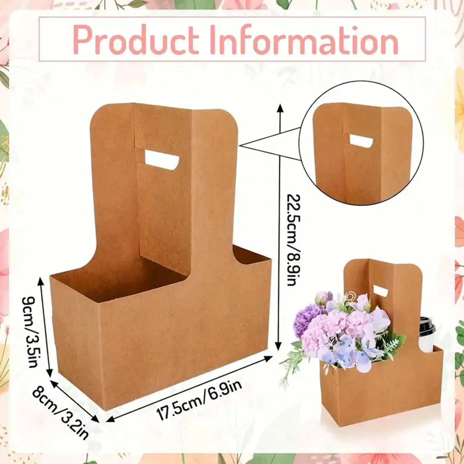 クラフト紙フラワーブーケギフトバッグ紙素材、ハンドルドリンク - Flower Wrap Kraft のレビューと価格