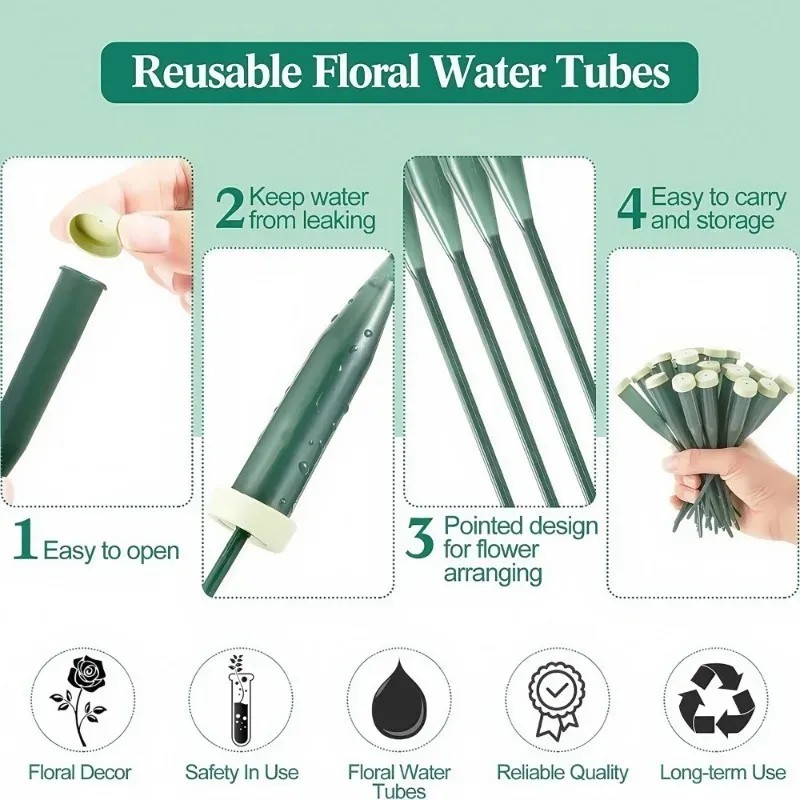 高品質60本入り花用ウォーターチューブ、ゴムキャップ付き、生 - Quality Florist Supply のレビューと価格