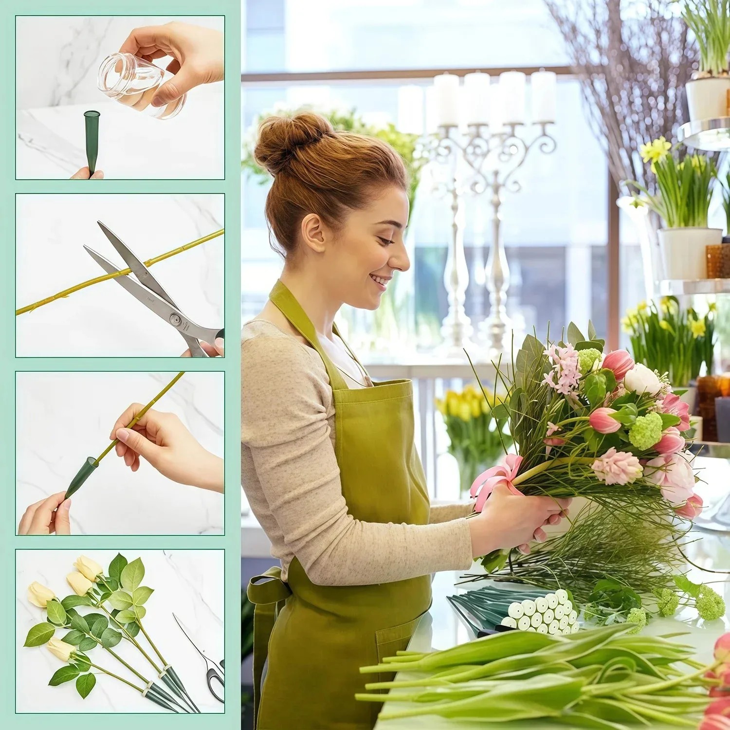 高品質60本入り花用ウォーターチューブ、ゴムキャップ付き、生 - Quality Florist Supply のレビューと価格
